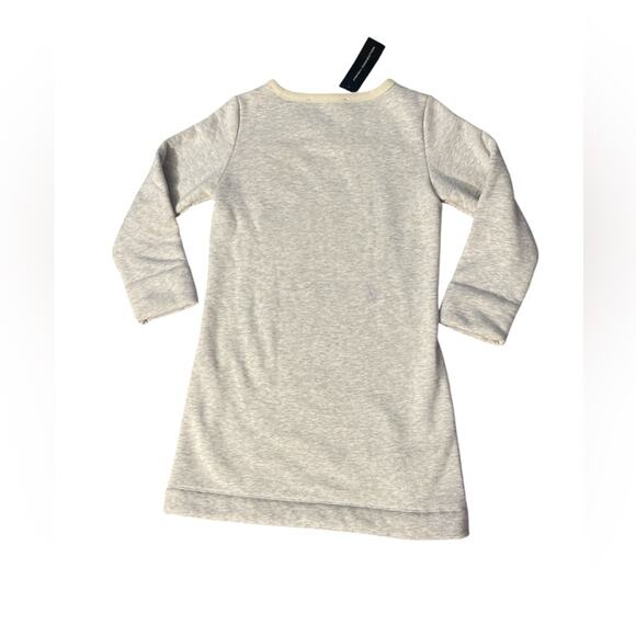 French Connection Women’s Grey Long Sleeve Crew Neck Sherpa Sweater Dress Sz 2 - Picture 2 of 8